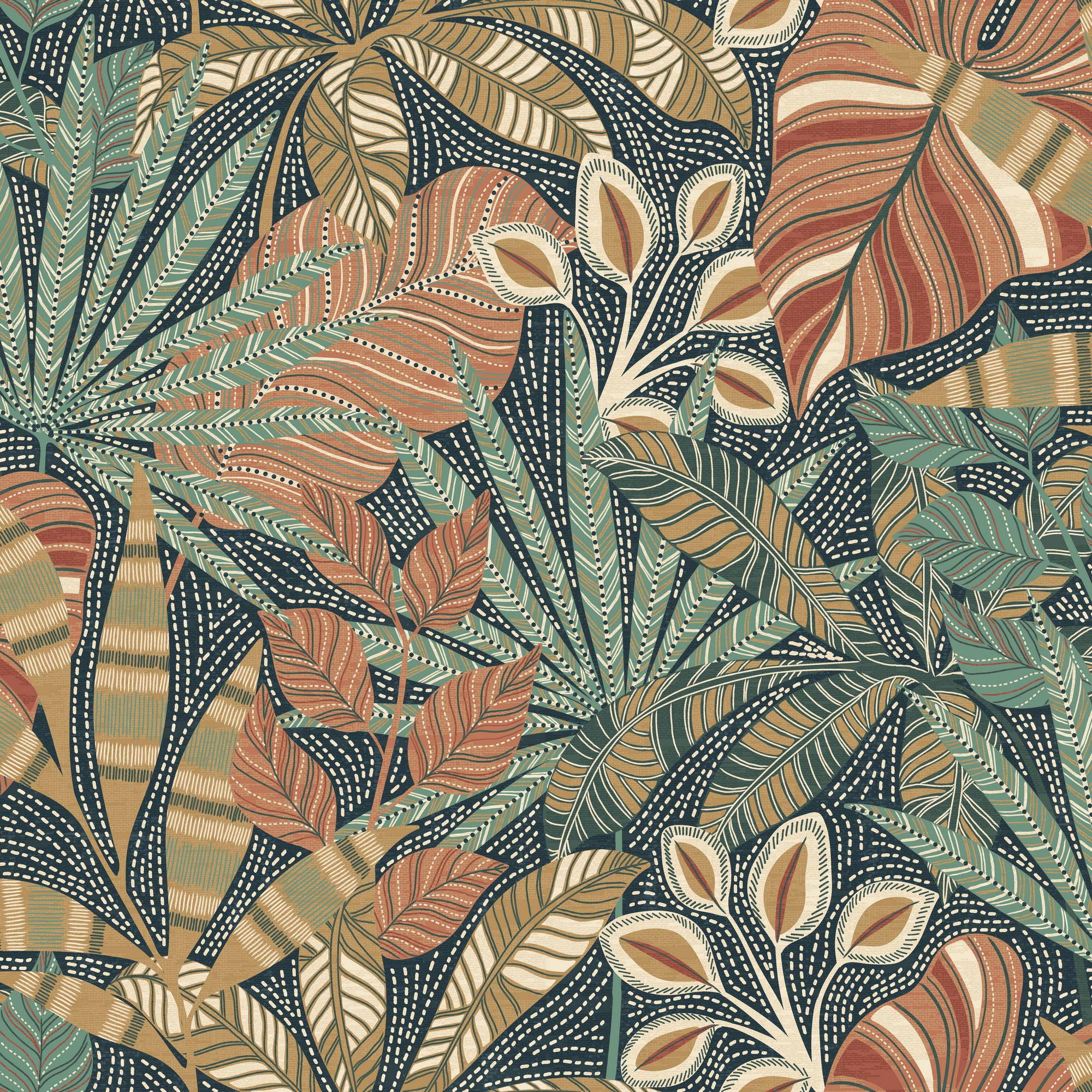 Kirra Leaf Wallpaper 100032eh By Esselle Home In Navy Spice